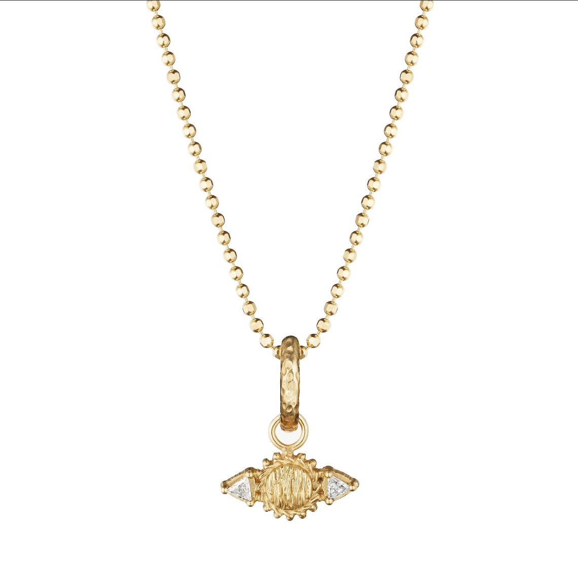 Round Golden Chip Charm Double Diamond