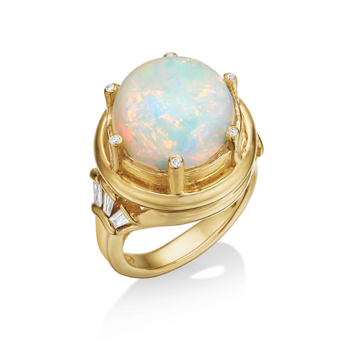 Ocean Deco Ring in White Opal