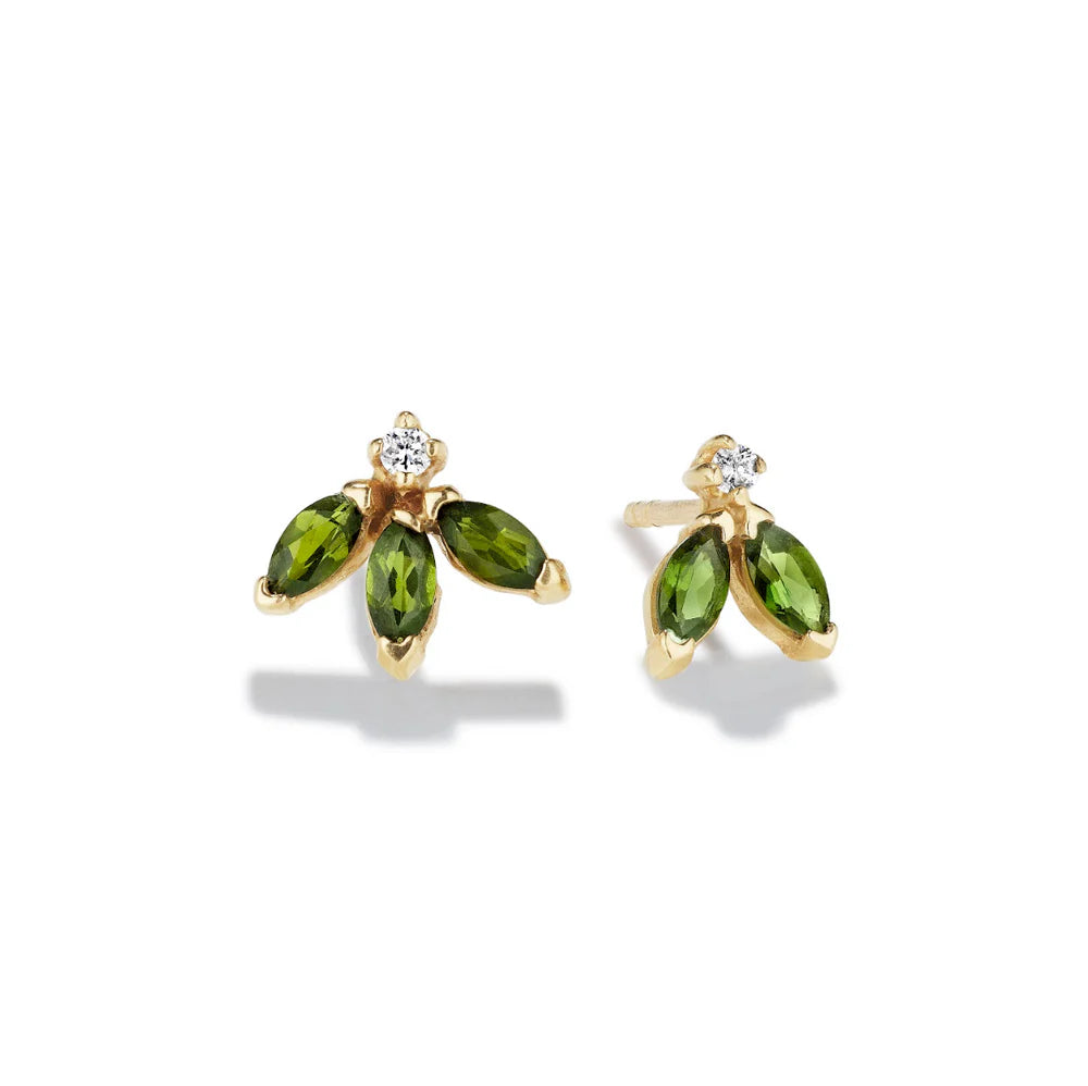 Green Tourmaline Studs
