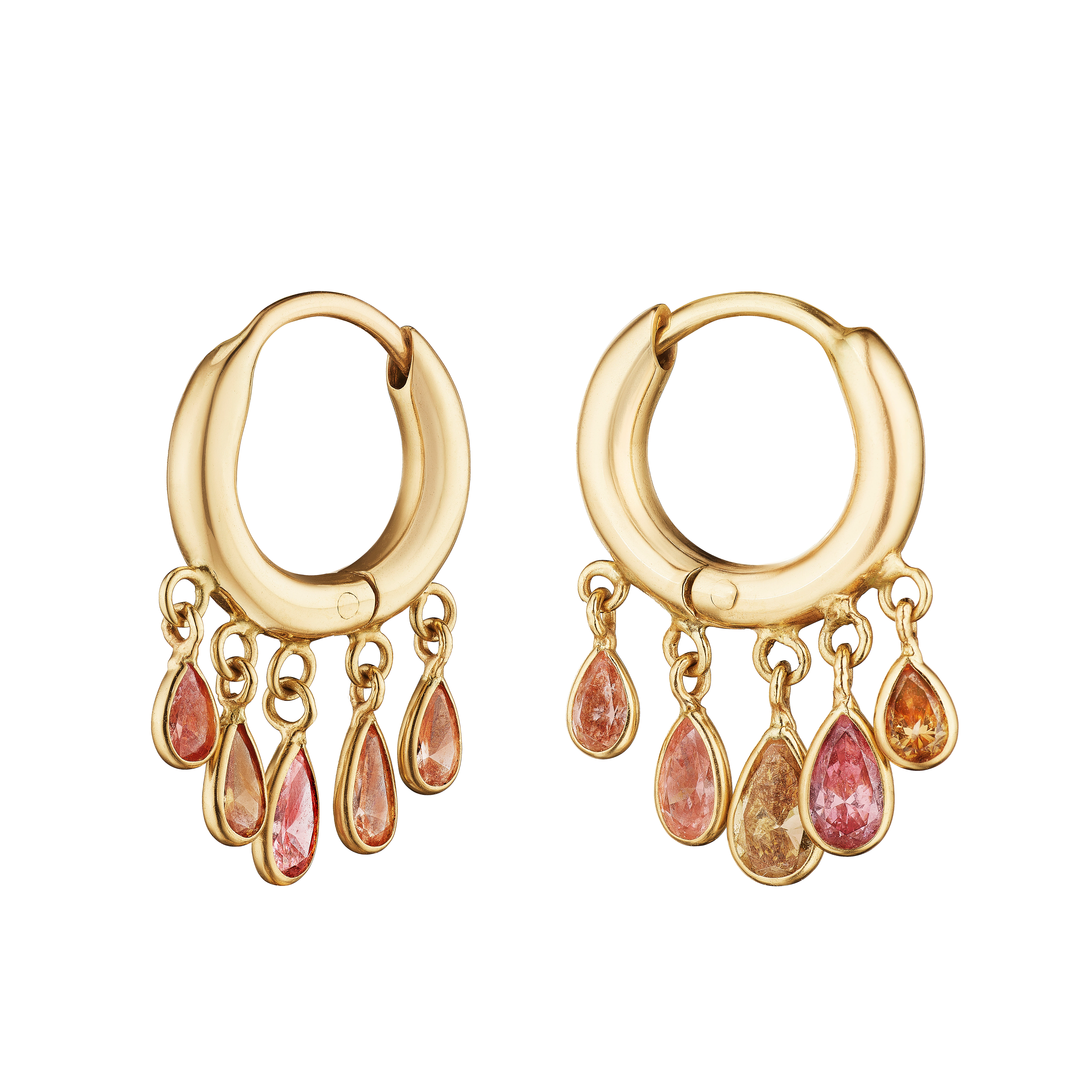 Small Pear Dew Drop Earrings in Pink Lab Diamonds