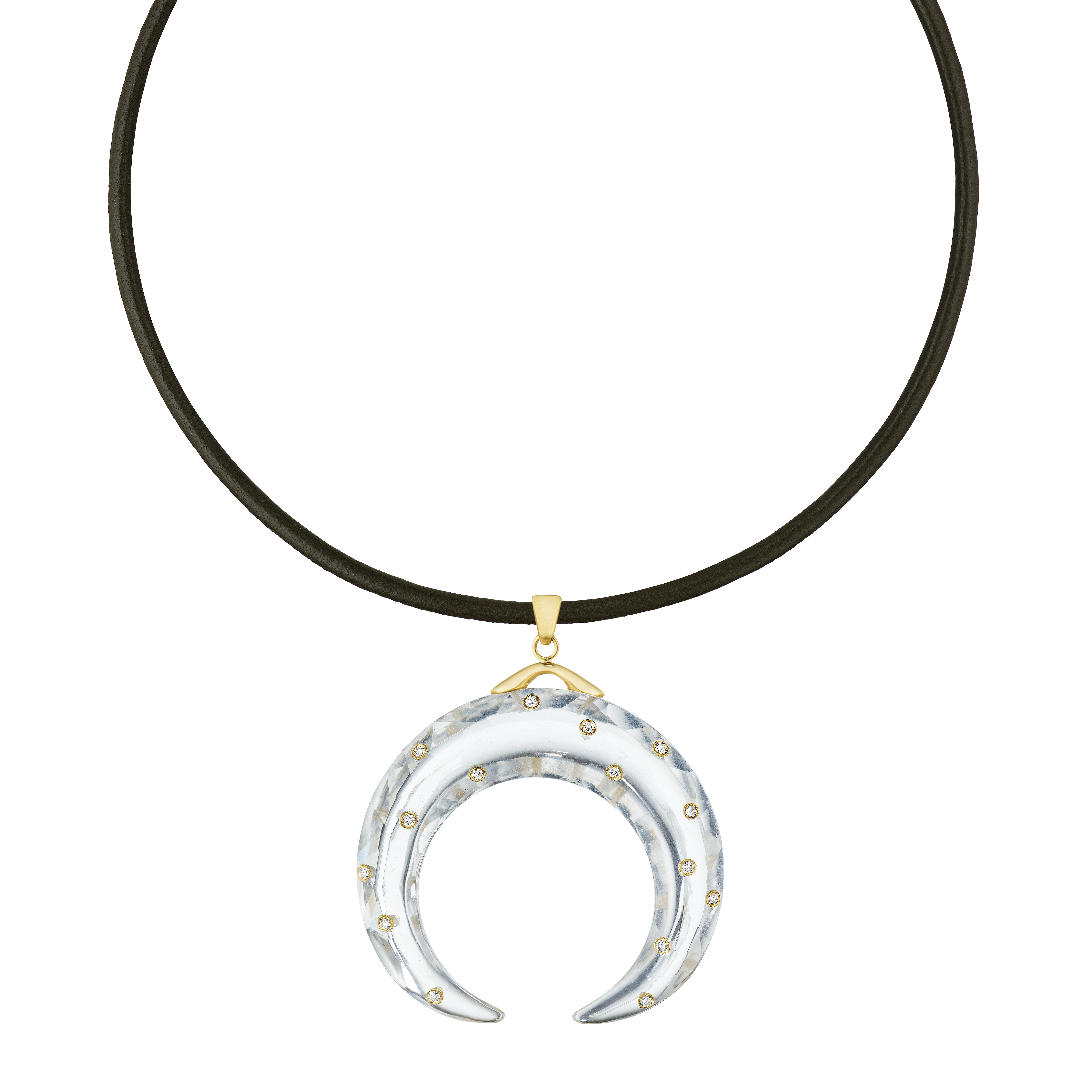 Crescent Horn Charm in Clear Quartz
