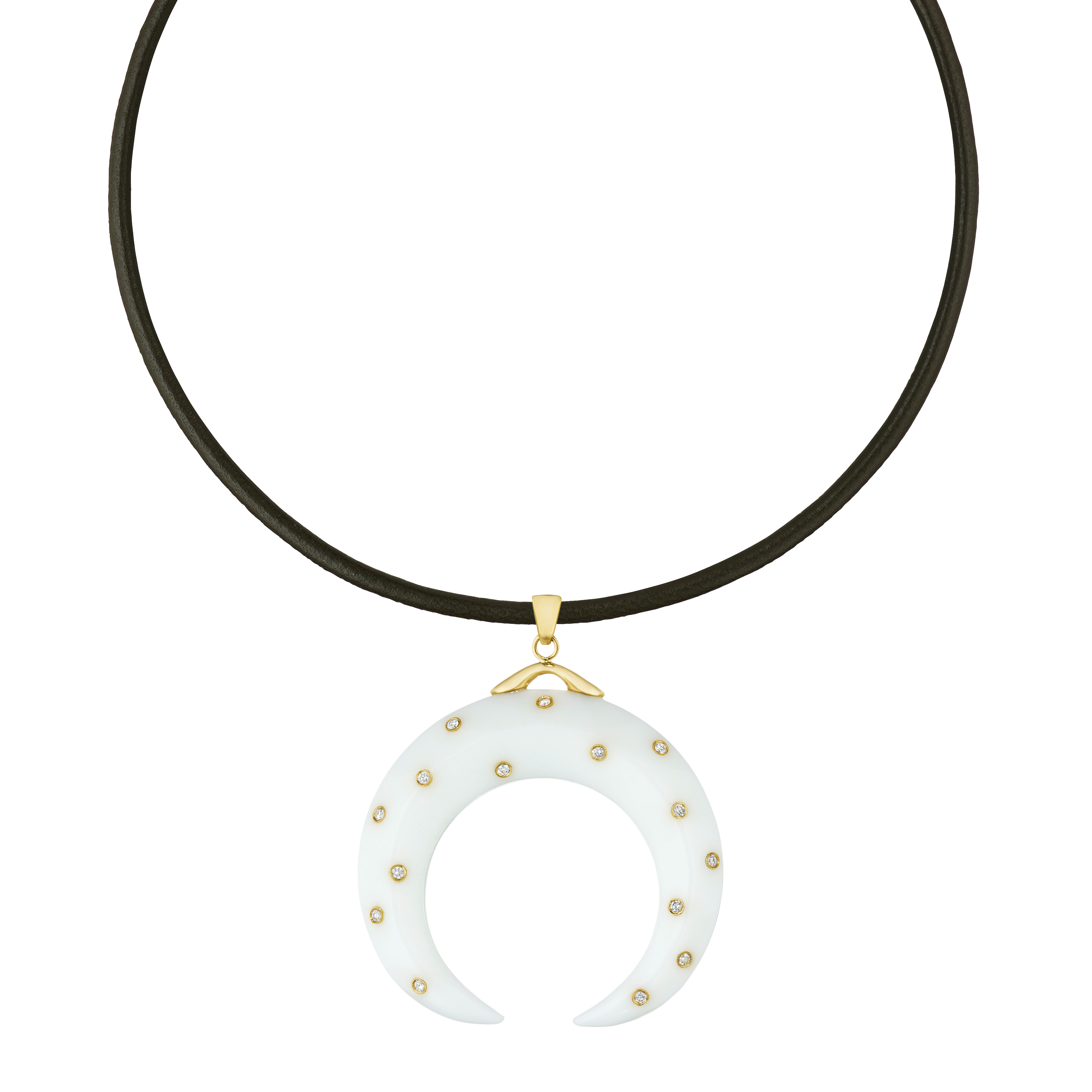 Crescent Horn Charm in White Onyx