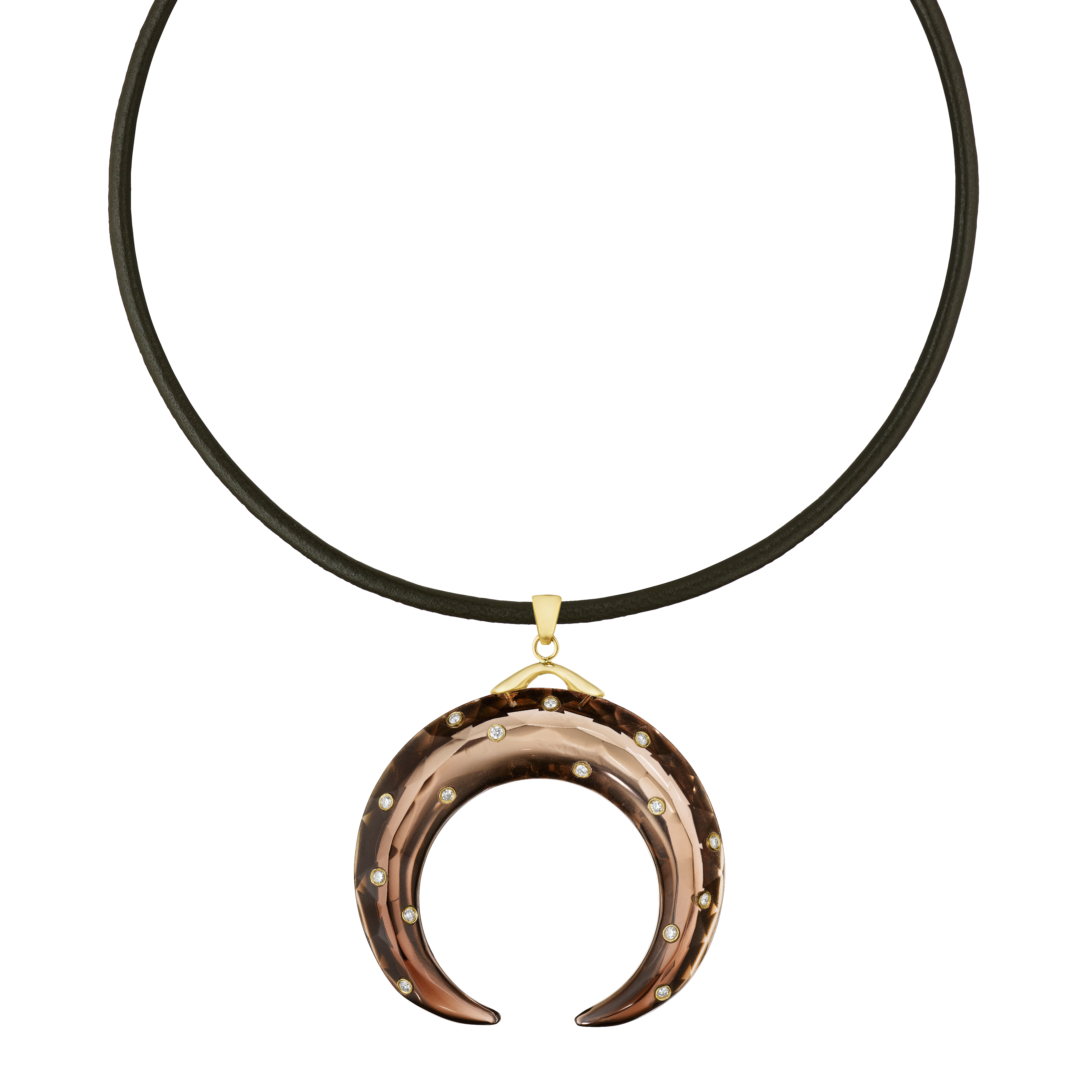 Crescent Horn Charm in Smoky Topaz