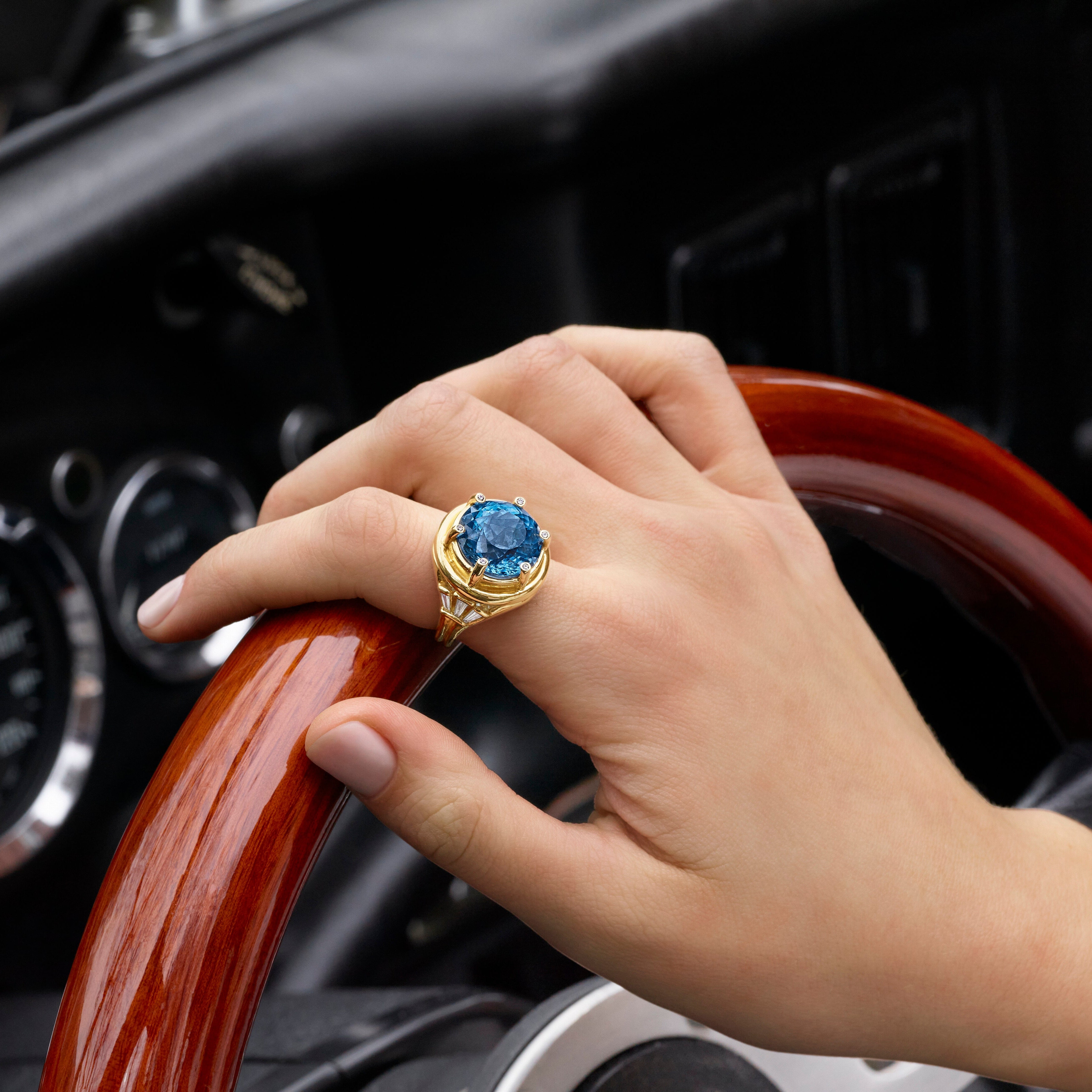 Ocean Deco Ring in Blue Sapphire