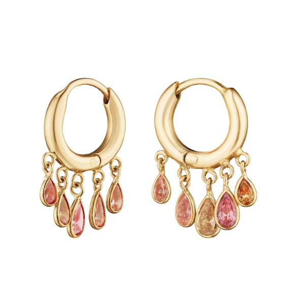 Small Pear Dew Drop Earrings in Pink Lab Diamonds