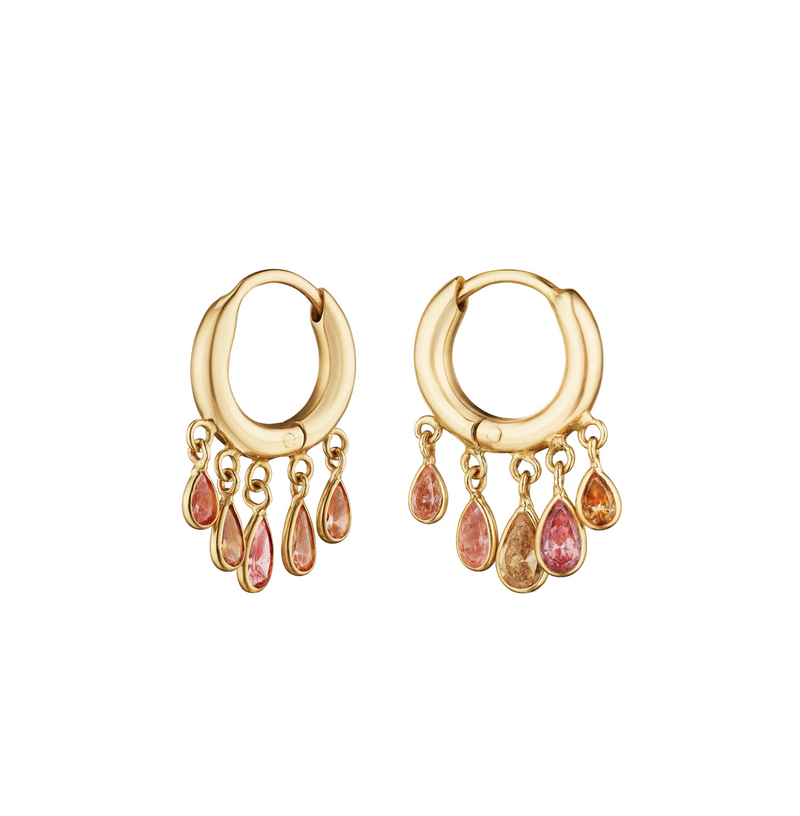 Small Pear Dew Drop Earrings in Pink